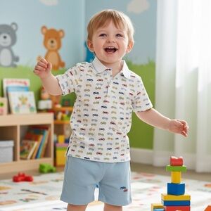 Kissy Kissy White and Blue Kids Matching Set